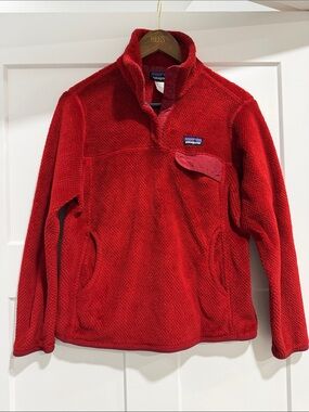Patagonia Crimson Red Snap-Neck Fleece Pullover
